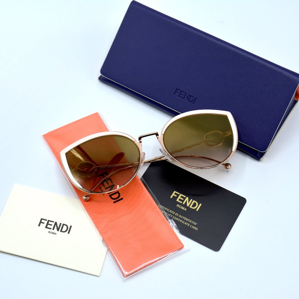 FENDI FF0290/S PINK ROSE GOLD AUTHENTIC SUNGLASSES - Picture 10 of 10